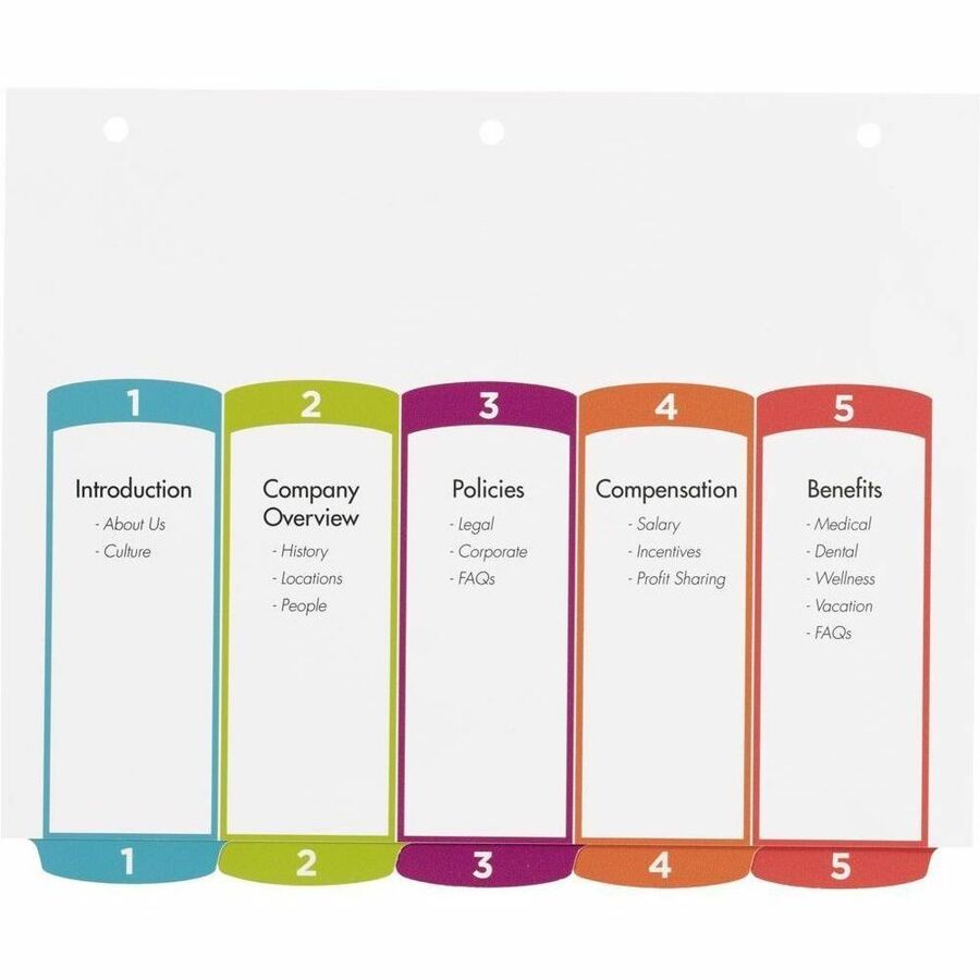 Intercalaires Ready Index&reg; personnalisables avec table des mati&egrave;res 5 onglets, pour imprimantes Laser et Jet d'encre