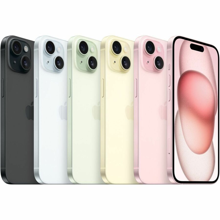 Apple iPhone 15 in Black showing the 6.1-inch display with Dynamic Island and dual rear cameras — alternate view 19