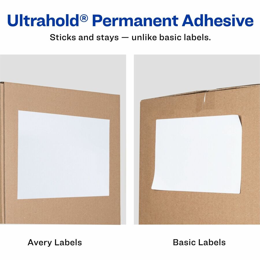 Avery® Shipping Labels, TrueBlock(R) Technology, Permanent Adhesive, 8-1/2" x 11" , 100 Labels (5165) - 8 1/2" Height x 11" Width - Permanent Adhesive - Laser - Bright White - Paper - 1 / Sheet - 100 Total Sheets - 100 Total Label(s) - 100 / Box - Mailing & Address Labels - AVE5165