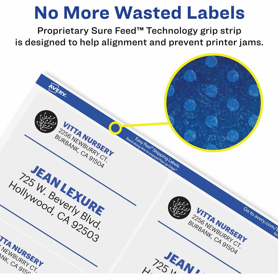 Avery® Matte Clear Shipping Labels, Sure Feed® Technology, Laser, 2