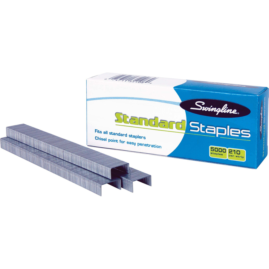 Swingline Standard Staples - 210 Per Strip - Standard - 1/4" Leg - for Paper - Chisel Point - Silver5000 / Box