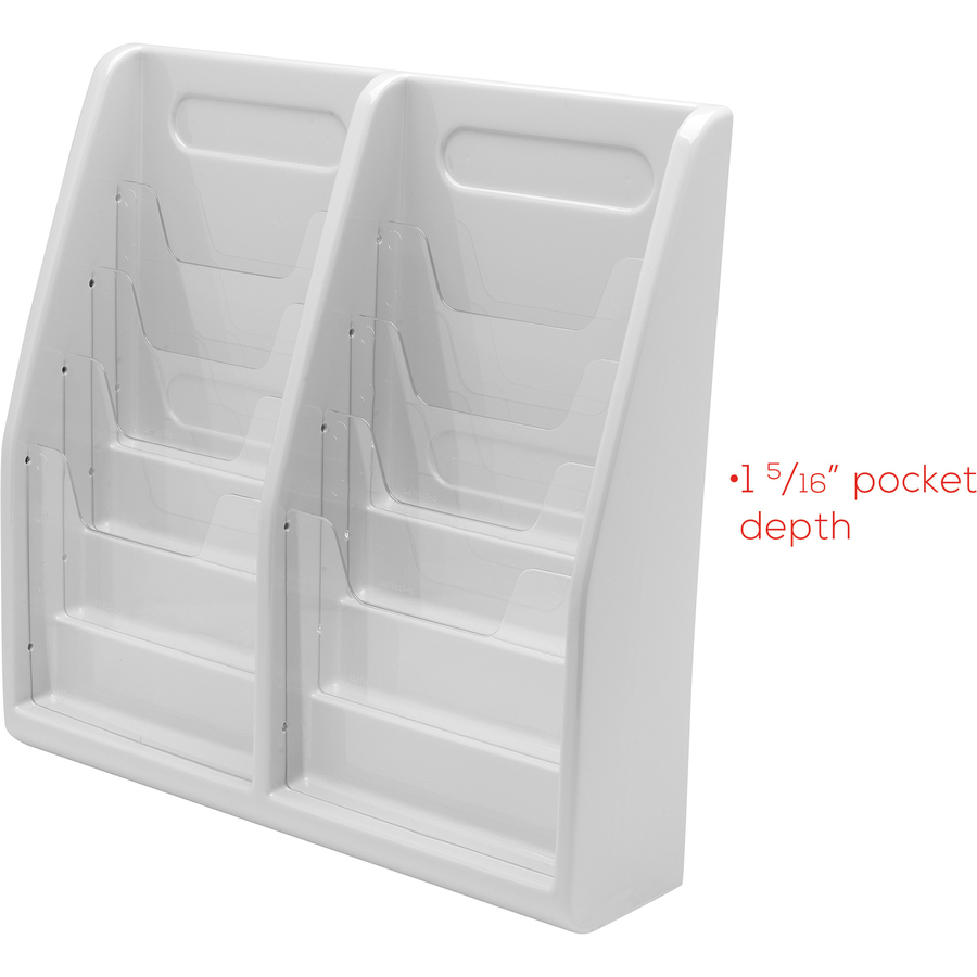 Deflecto Multi-Compartment Literature Display - 8 Pocket(s) - 19.8" Height x 20.3" Width x 5" DepthDesktop - Durable, Lightweight - Gray - Plastic - 1 Each