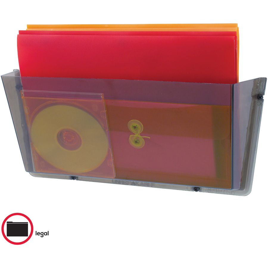 Deflecto Unbreakable Plastic Wall Pockets - 1 Compartment(s) - 6.5" Height x 17.5" Width x 3" Depth - Unbreakable - Smoke - Plastic - 1 Each = DEF64302