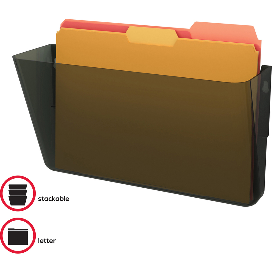 Deflecto Stackable DocuPocket - 1 Compartment(s) - 7" Height x 13" Width x 4" Depth - Stackable - Smoke - 1 Each - Wall Files, Pockets & Accessories - DEF73202
