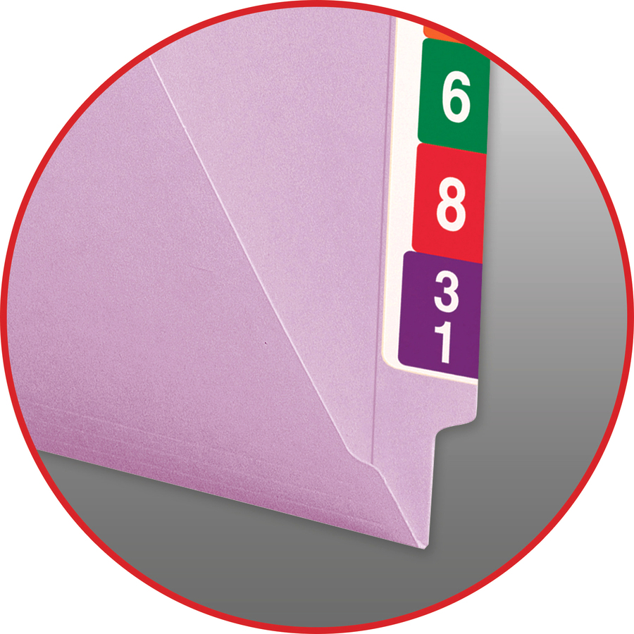 Smead Shelf-Master Straight Tab Cut Letter Recycled End Tab File Folder - 8 1/2" x 11" - 3/4" Expansion - Lavender - 10% Recycled - 100 / Box - End Tab Folders - SMD25410