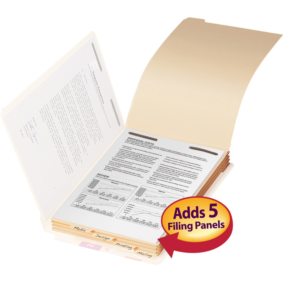 Smead 1/5 Tab Cut Legal Recycled Classification Folder - 8 1/2" x 14" - 1/2" Expansion - 1 x 2B Fastener(s) - 2" Fastener Capacity for Folder - Assorted Position Tab Position - 1 Divider(s) - Manila - 10% Recycled - 50 / Pack