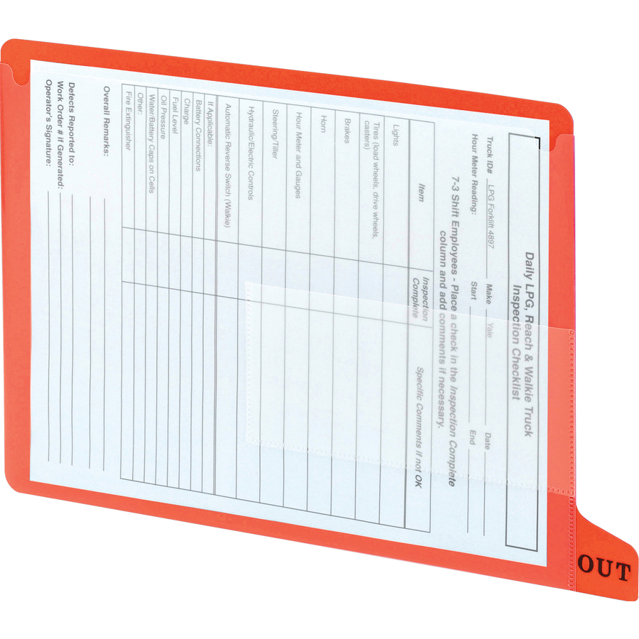 Smead End Tab Out Guides - Printed Bottom Tab(s) - Message - OUT - Letter - Red Poly Tab(s) - 25 / Box