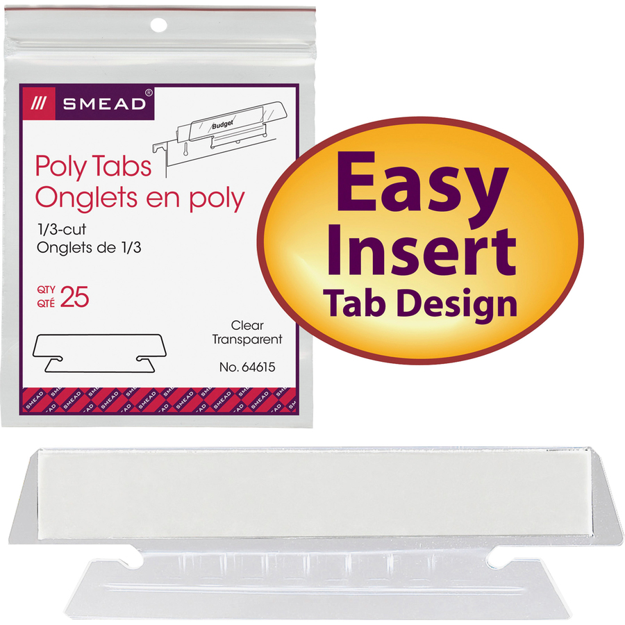 Smead Hanging Folder Tabs - Clear Poly Tab(s) - 25 / Pack
