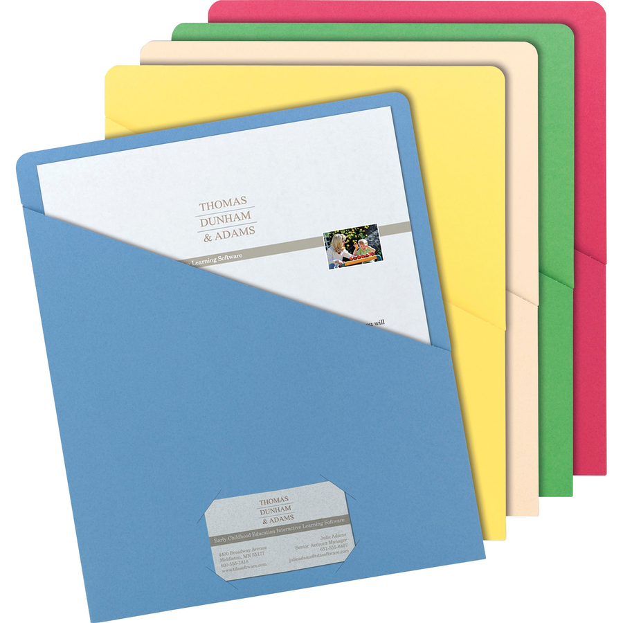 Smead Letter Recycled File Jacket - 8 1/2" x 11" - Manila, Blue, Green, Red, Yellow - 10% Recycled - 25 / Pack