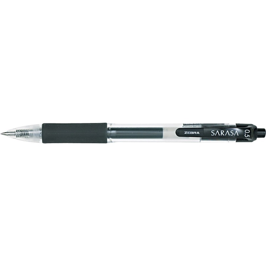 Zebra Sarasa Dry Gel X20Retractable Gel Ink Pens, Fine Point 0.5mm, Black  Ink - 12/Box