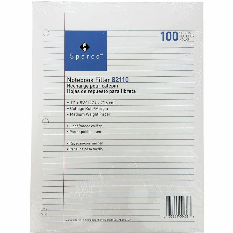 Sparco Notebook Filler Paper - Letter