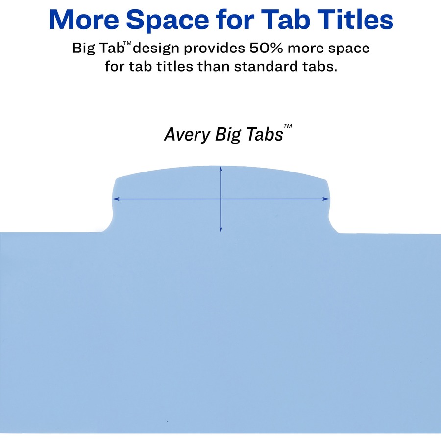 Avery® Big Tab Write & Erase Durable Plastic Dividers, 8 Multicolor Tabs, 1 Set - 8 x Divider(s) - Write-on Tab(s) - 8 - 8 Tab(s)/Set - 8.50" Divider Width x 11" Divider Length - 3 Hole Punched - Multicolor Plastic Divider - Multicolor Plastic Tab(s)  - Index Dividers - AVE16171