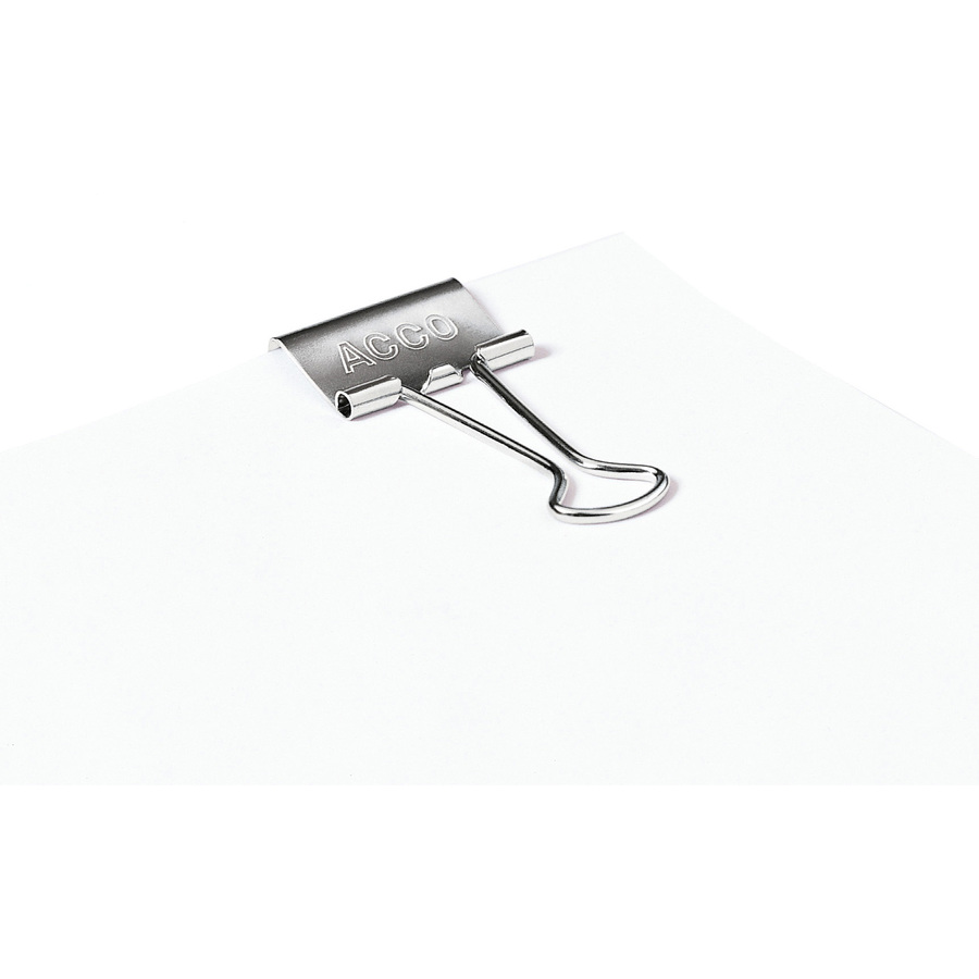 ACCO Mini Foldback Binder Clips 1/2 wide (1/4 capacity) - Mini - 0.50  (12.70 mm) Width - 0.3 Size Capacity - 12 / Box - Black, Silver