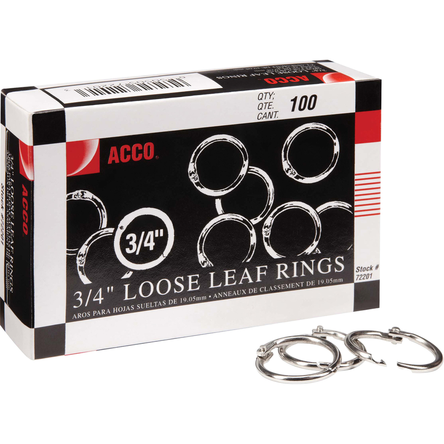 ACCO Loose-Leaf Rings - 125 x Sheet Capacity - Silver - Nickel - 100 / Box