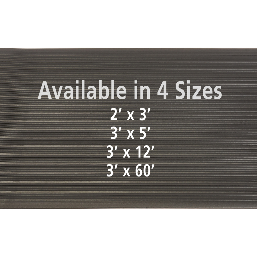 Genuine Joe Air Step Anti-Fatigue Mat - Warehouse, Indoor - 60 ft Length x 36" Width x 0.375" Thickness - Vinyl, Vinyl Foam - Black - 1Each