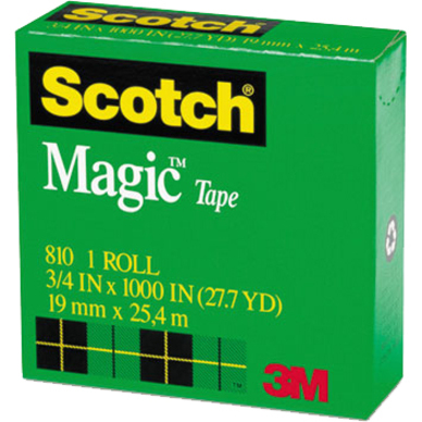 Scotch 3/4"W Magic Tape - 27.78 yd Length x 0.75" Width - 1" Core - Tear Resistant, Split Resistant - For Mending, Splicing - 1 / Roll - Matte - Clear