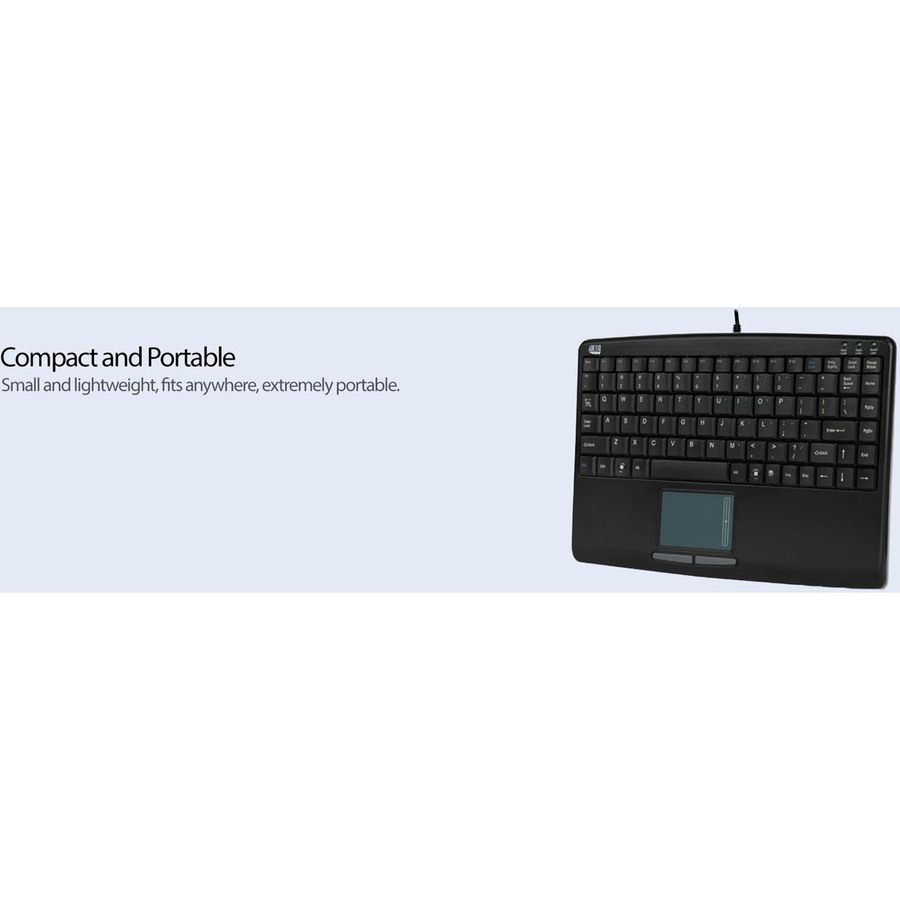 Teclado Adesso AKB-270UB - Cable Conectividad - USB Interfaz - Almohadilla  táctil (TouchPad) - Inglés (EEUU) - Negro - Cable Conectividad - USB  Interfaz - 108 Tecla Windows Key Tecla(s) de acceso