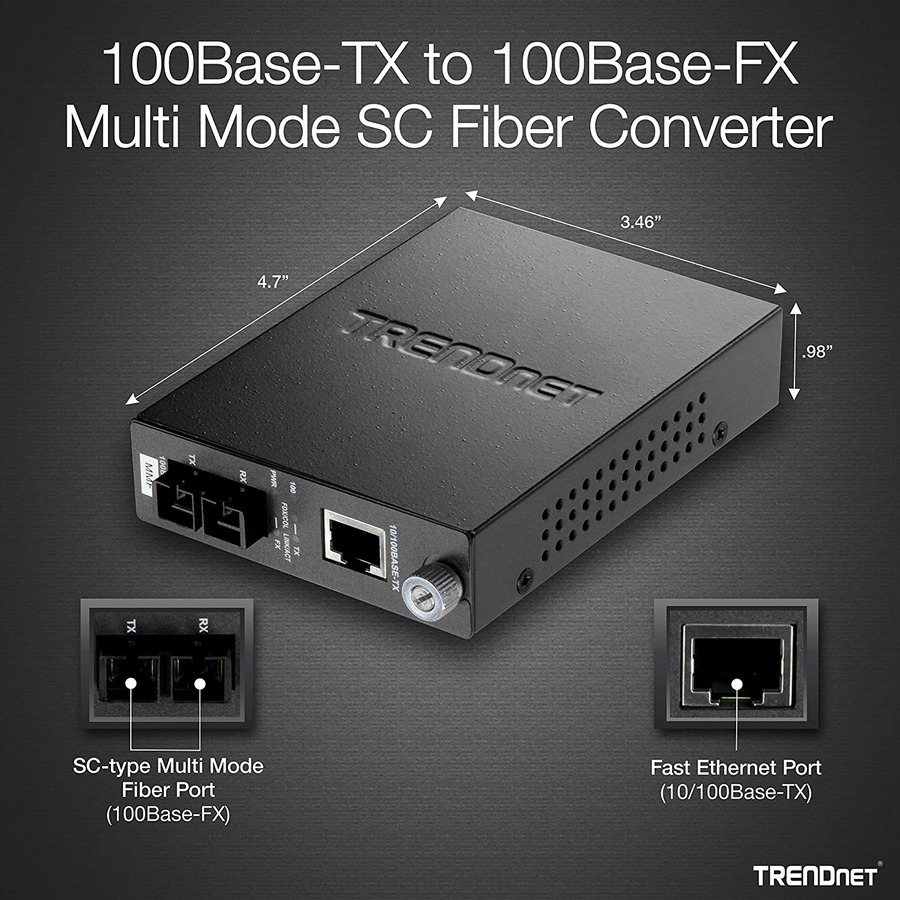 TRENDnet 10/100Base-TX to 100Base-FX SC-type Fiber Converter
