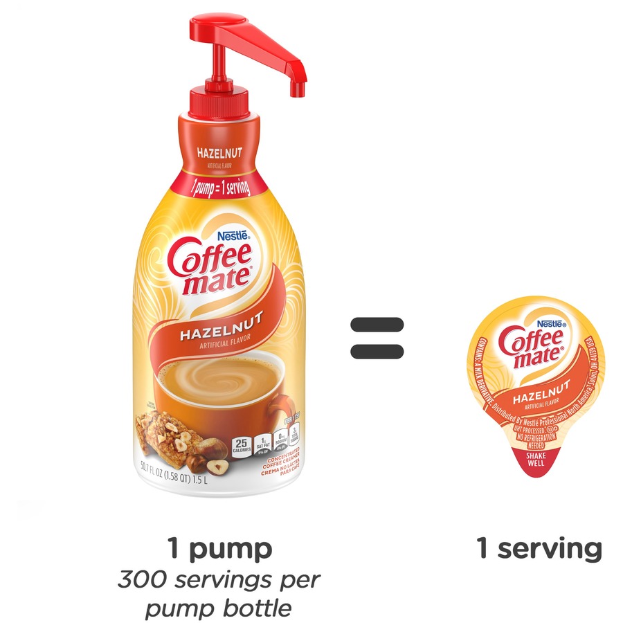 Coffee mate Hazelnut Gluten-Free Liquid Creamer - Pump Bottle - Hazelnut Flavor - 50.72 fl oz (1.50 L) - 1Each - 300 Serving