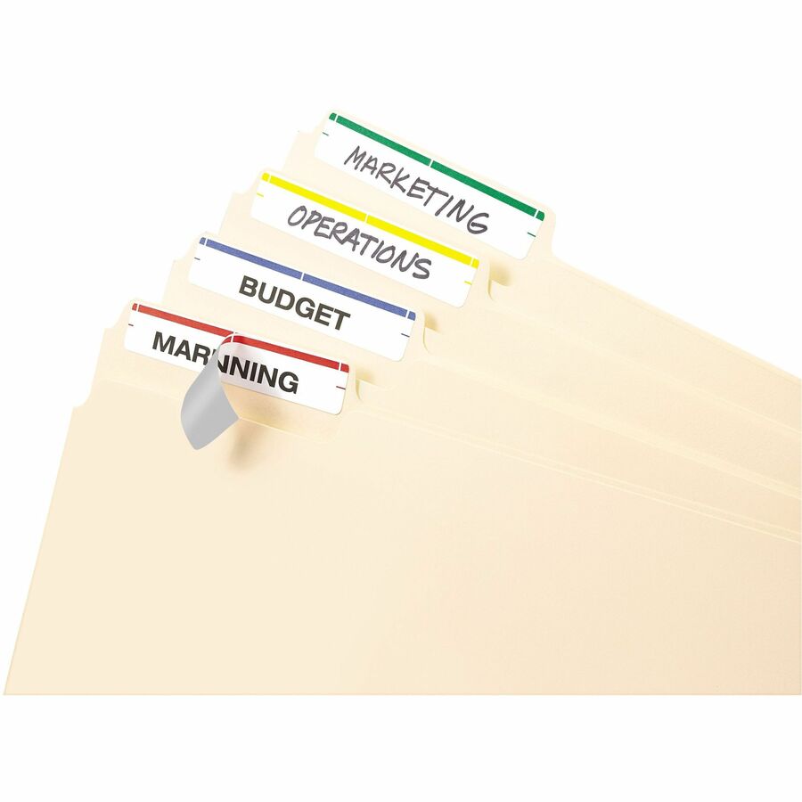 Avery® File Folder Labels, Assorted, 2/3" x 3-7/16" , 252 (5215) - 43/64" Height x 3 7/16" Width - Permanent Adhesive - Rectangle - Laser, Inkjet - Dark Blue, Dark Red, Green, Yellow - Paper - 7 / Sheet - 36 Total Sheets - 252 Total Label(s) - Permane