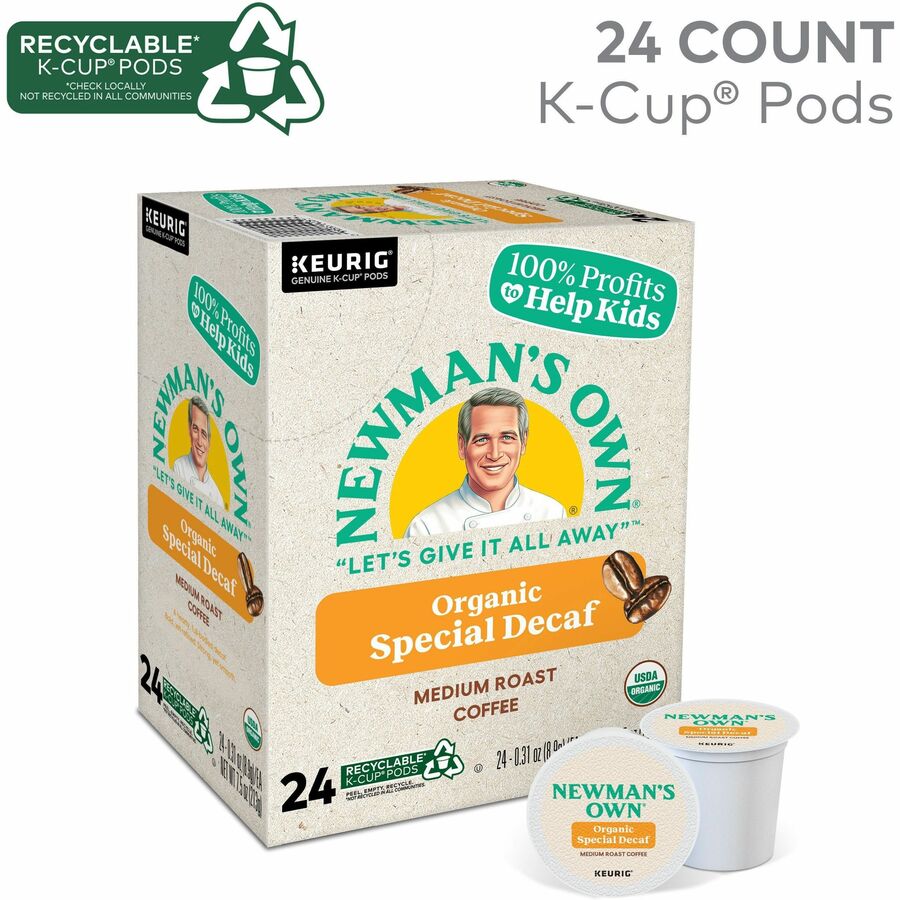 Newman's Own® Organics K-Cup Special Decaf Coffee - Compatible with Keurig Brewer - Medium - 24 / Box