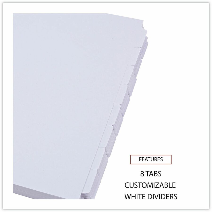 Universal Self-Tab Index Dividers, 8-Tab, 11 x 8.5, White, 24 Sets - 24 x Divider(s) - 8 Blank Side Tab(s) - 8.5" Divider Width x 11" Divider Length - Letter - 3 Hole Punched - White Ledger Stock Divider - White Ledger Stock Tab(s) - 30% Recycled - Custom