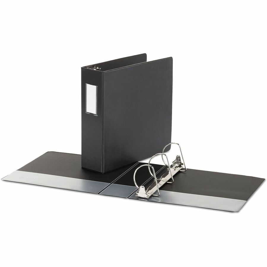 Universal Ring Binder - 3" Binder Capacity - Letter - 8 1/2" x 11" Sheet Size - 600 Sheet Capacity - 3 Ring(s) - Fastener(s): Ring - Pocket(s): 2, Inside Front & Back - Polypropylene - Black - Non-stick - 1 Each