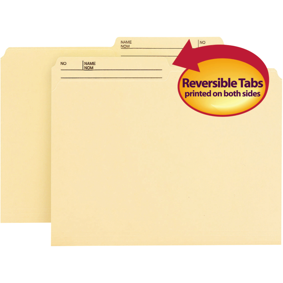 Smead 1/2 Tab Cut Letter Recycled Top Tab File Folder - 8 1/2" x 11" - 3/4" Expansion - Manila, Paper - 10% Recycled - 100 / Box - Top Tab Manila Folders - SMD10145