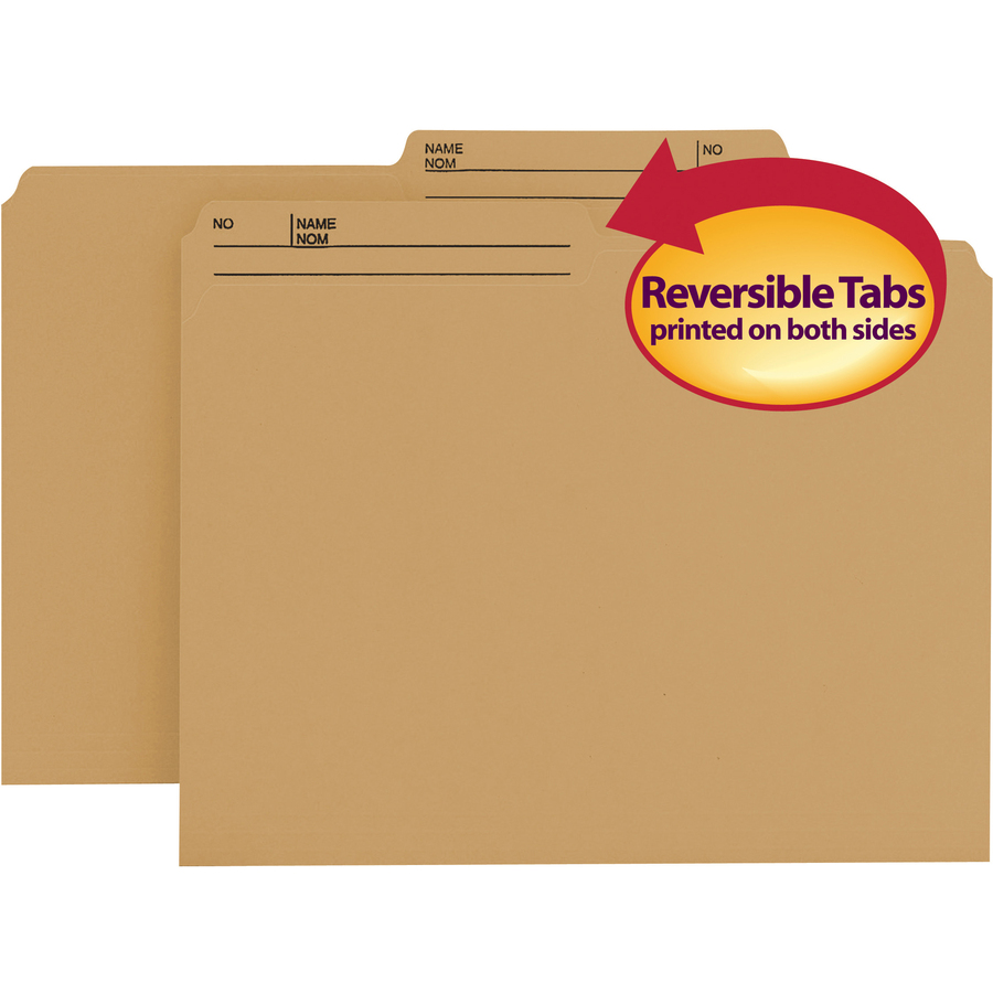 Smead 1/2 Tab Cut Letter Recycled Top Tab File Folder - 8 1/2" x 11" - 3/4" Expansion - Paper - Sand - 10% Recycled - 100 / Box - Top Tab Colored Folders - SMD10340