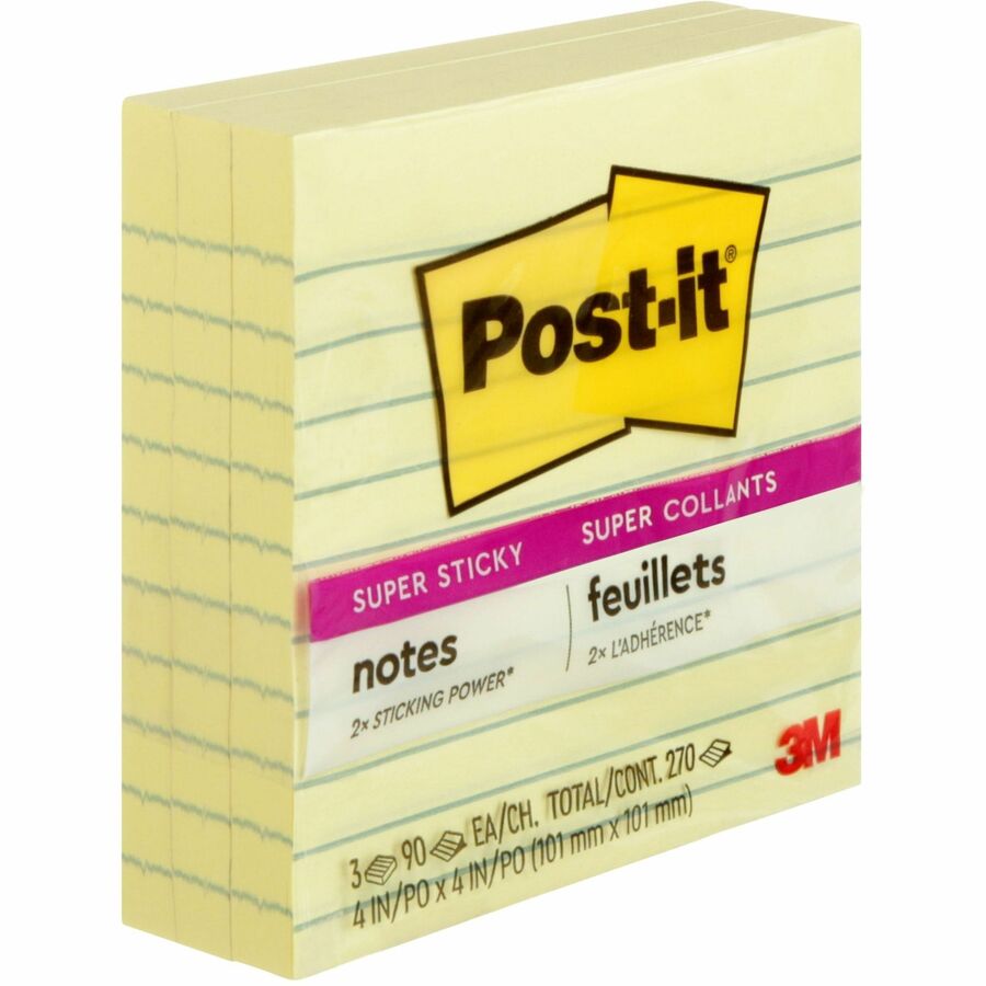 Post-it&reg; - Feuillets adh&eacute;sifs lign&eacute;s super collants