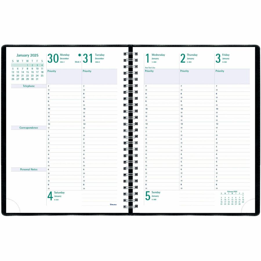 Blueline 13-Month Weekly Planner - Julian Dates - Weekly - December 2023 till December 2024 - Appointment Books & Planners - BLIC590081