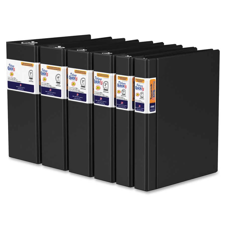 QuickFit D-Ring Deluxe Commercial File Binder - 1" Binder Capacity - 8 1/2" x 11" Sheet Size - 250 Sheet Capacity - D-Ring Fastener(s) - Internal Pocket(s) - Black - Recycled - 1 Each = RGO29011