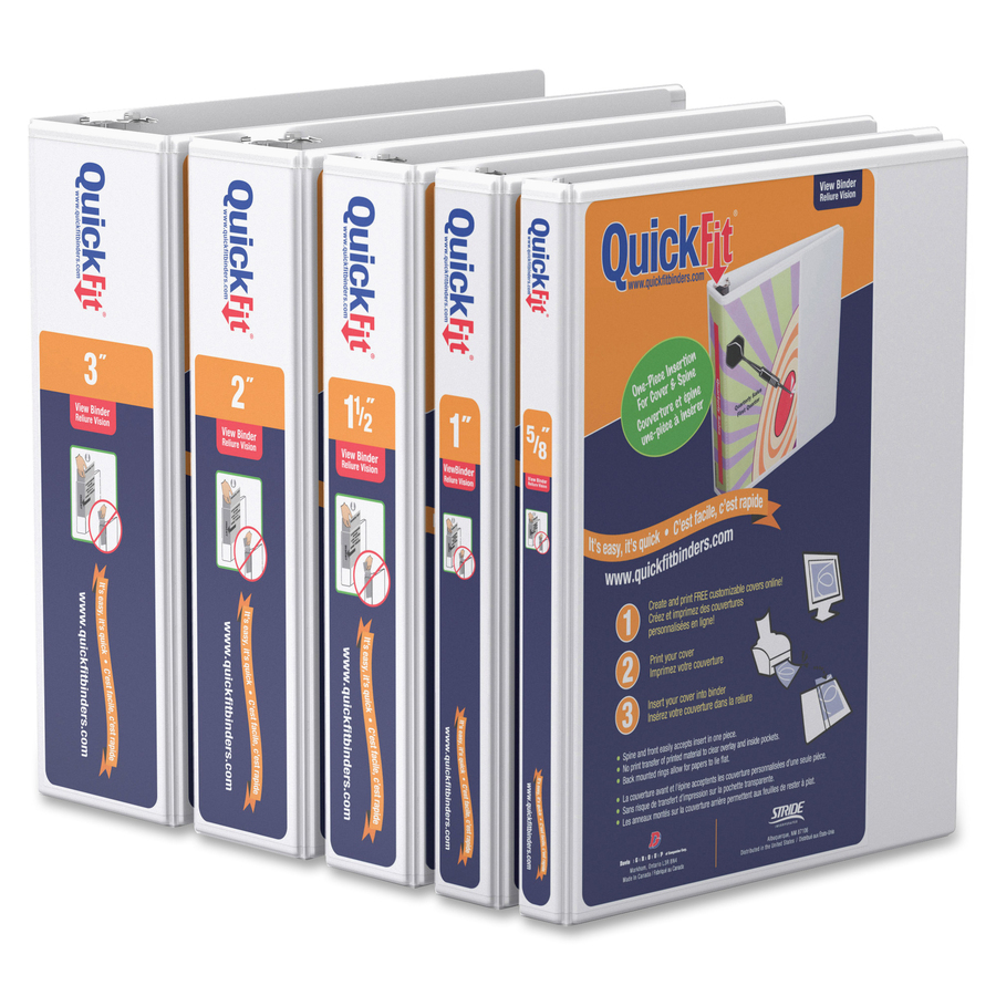 QuickFit QuickFit Round Ring View Binder - 1" Binder Capacity - Letter - 8 1/2" x 11" Sheet Size - Round Ring Fastener(s) - Internal Pocket(s) - White - Recycled - Easy Insert Spine, Clear Overlay - 1 Each = RGO871100
