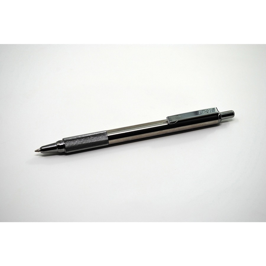 Zebra 7 Series F-701 Retractable Ballpoint Pen - Fine Pen Point - 0.7 mm Pen Point Size - Refillable - Retractable - Black - Stainless Steel Barrel - 1 Each