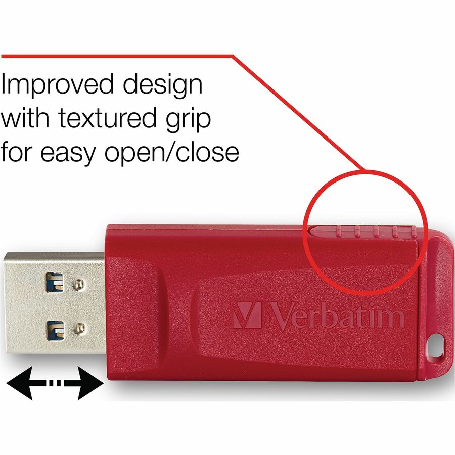 Verbatim Store 'n' Go USB Flash Drive - 32 GB - USB 2.0 Type A - Red - Lifetime Warranty - 1 Each = VER96806