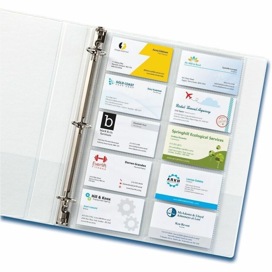 Pages porte-cartes d'affaires pour reliures