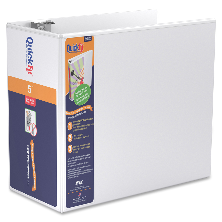 QuickFit QuickFit Locking Angle D-ring View Binder - 5" Binder Capacity - D-Ring Fastener(s) - White - Recycled - Locking Ring, Heavy Duty - 1 Each = RGO870700