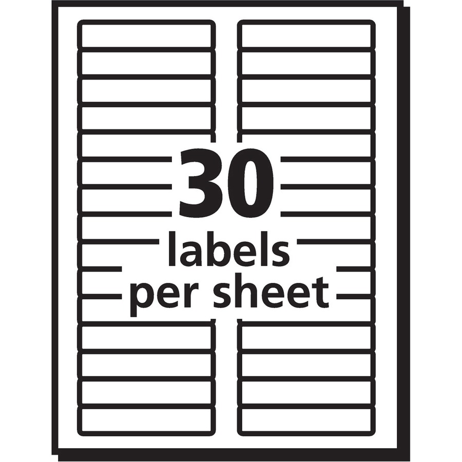 Avery® File Folder Label - 21/32" Width x 3 7/16" Length - Permanent Adhesive - Rectangle - Laser, Inkjet - White - Paper - 30 / Sheet - 50 Total Sheets - 1500 Total Label(s) - 1500 / Box
