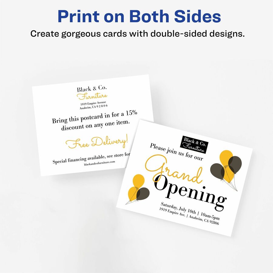 Avery® Postcards - 97 Brightness - 5 1/2" x 4 1/4" - Matte - 200 / Box - Perforated, Heavyweight, Rounded Corner, Jam-free, Smudge-free, Double-sided, Uncoated, Recyclable, Biodegradable - White