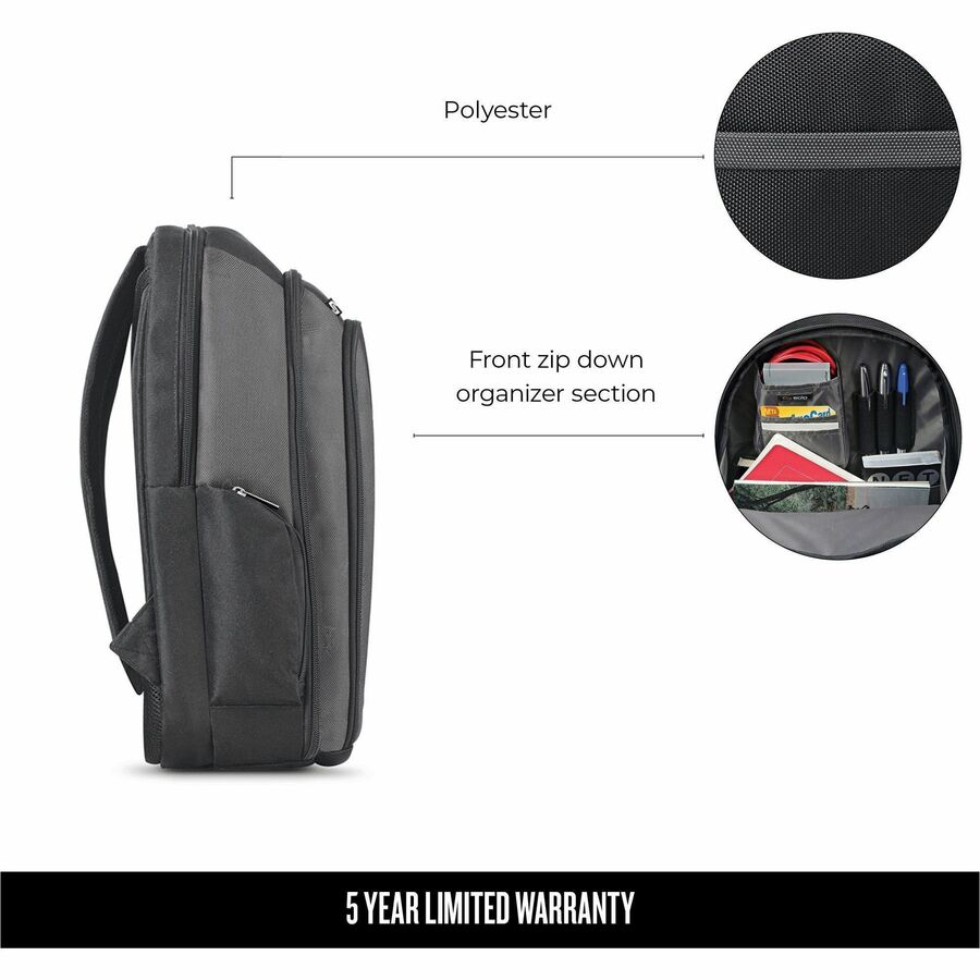 Solo Sterling Carrying Case (Backpack) for 16" Notebook - Black - Ballistic Poly, Polyester Body - Checkpoint Friendly - Backpack Strap, Handle - 12.8" Height x 17.5" Width x 5" Depth - 1 Each
