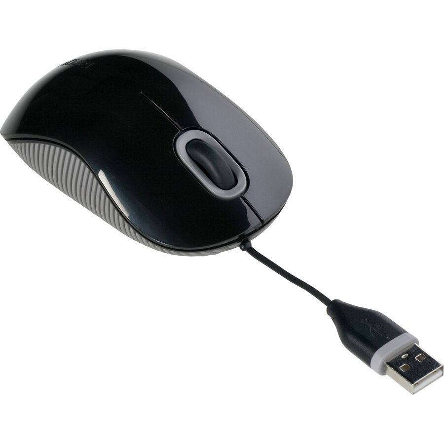 Targus AMU76US Cord-Storing Optical Mouse - Optical - USB - Black, Gray