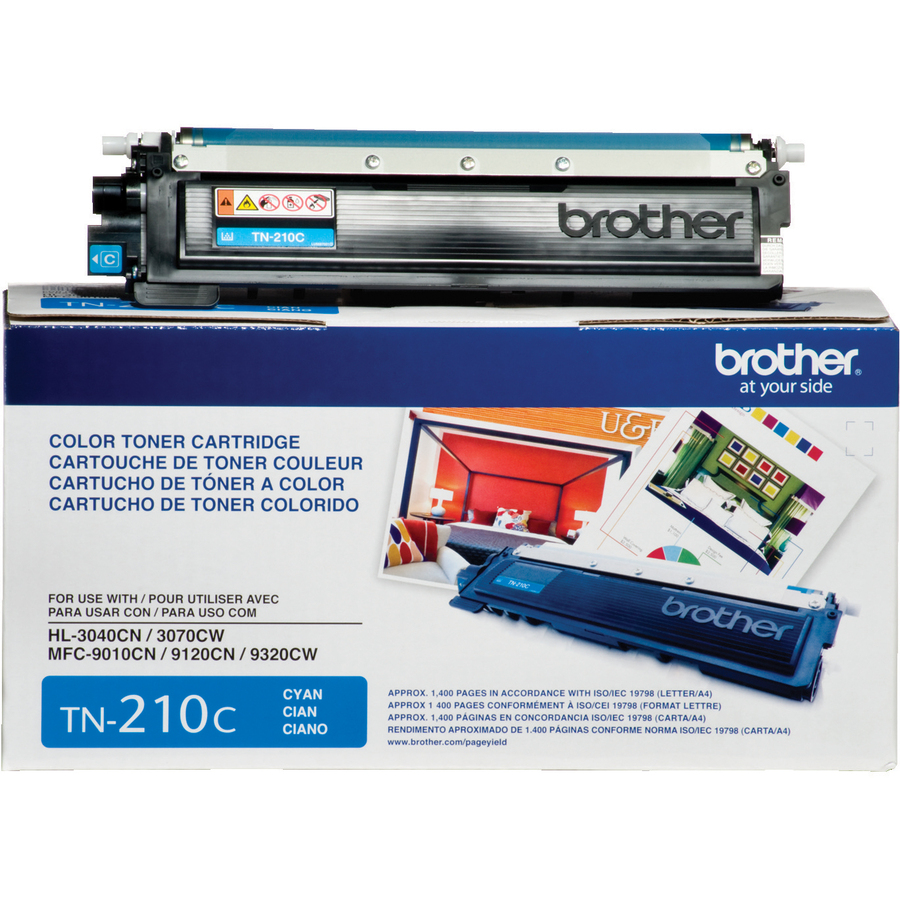 Brother Genuine TN210C Cyan Toner Cartridge - Laser - 1400 Pages - Cyan - 1 Each