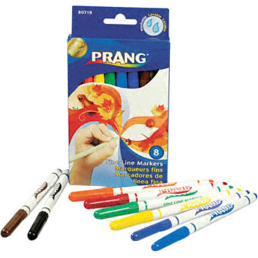 Prang Fine Line Markers - Fine Line Tip -      8 Assorted Colours - Art Markers - DIX80719