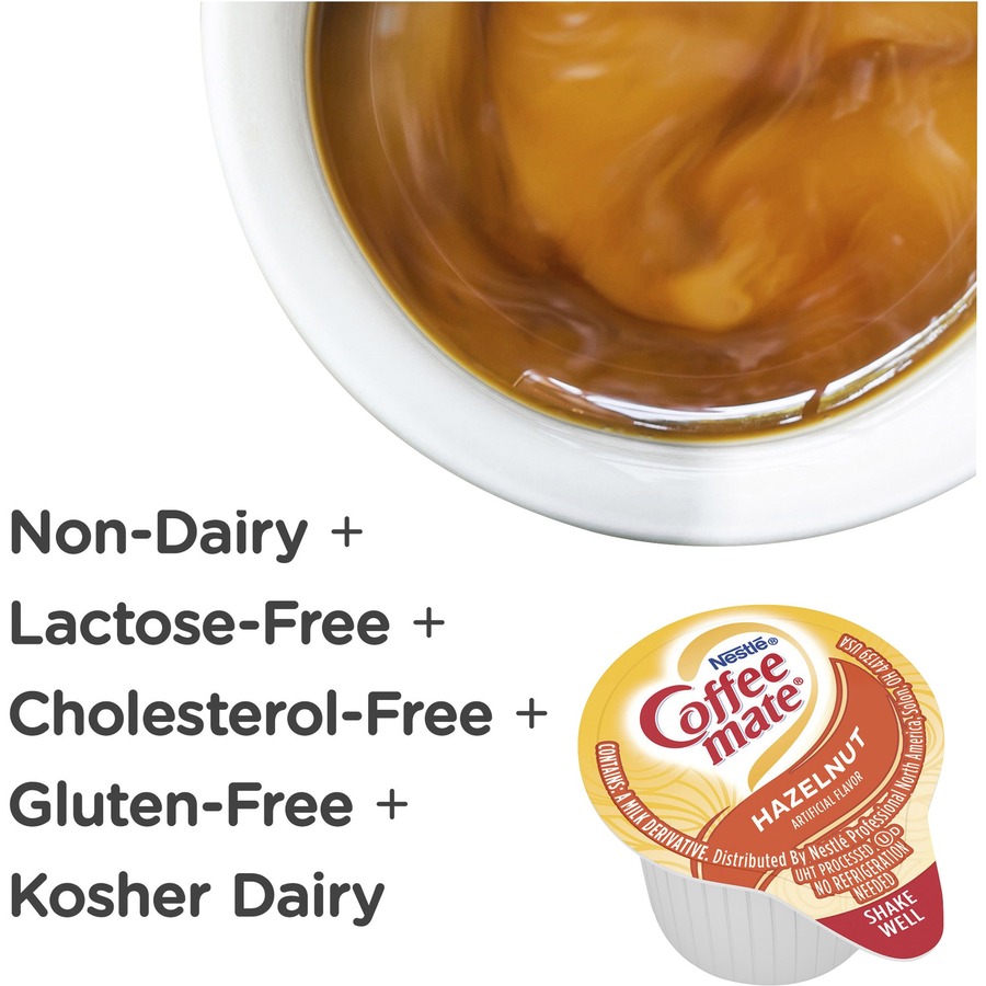 Coffee mate Liquid Creamer Tub Singles, Gluten-Free - Hazelnut Flavor - 0.38 fl oz (11 mL) - 180/Carton - 180 Serving