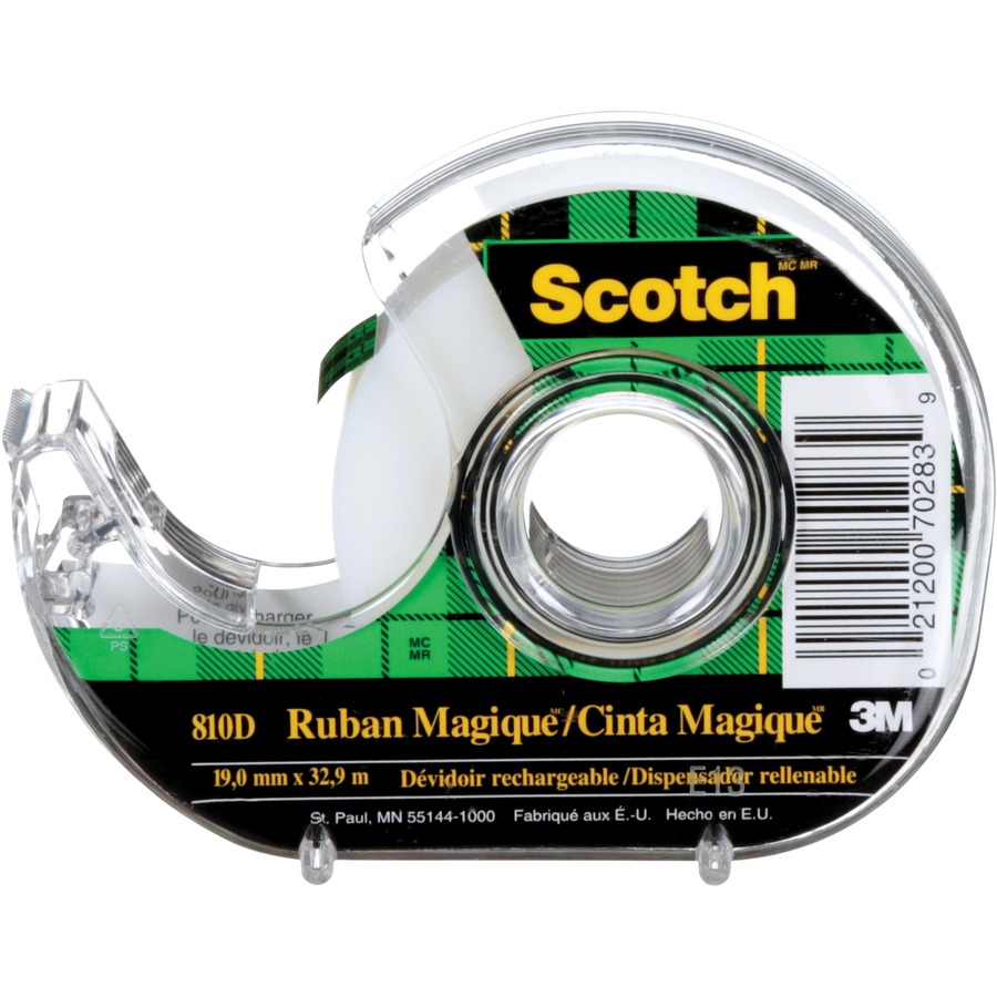 3M Scotch Magic Transparent Tape - 36 yd (32.9 m) Length x 0.75" (19 mm) Width - 1" Core - 1 Each - Transparent & Invisible Tapes - MMM81018PP