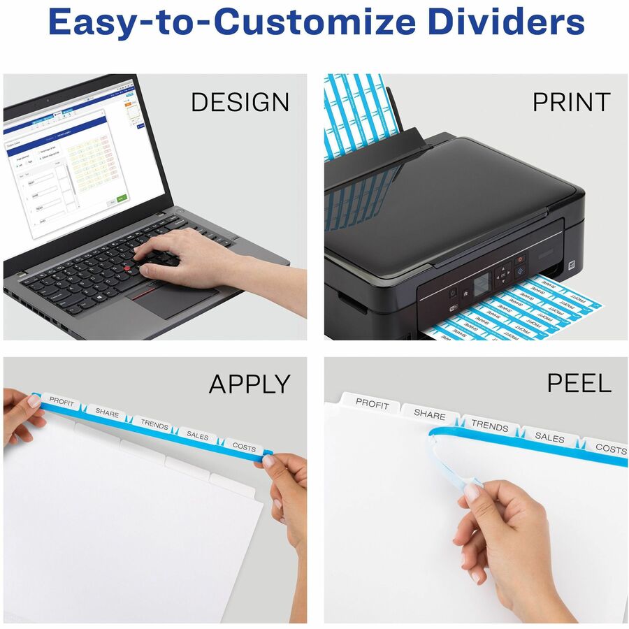 Avery® Index Maker Index Divider - 5 x Divider(s) - 5 - 5 Tab(s)/Set - 8.50" Divider Width x 11" Divider Length - 3 Hole Punched - White Paper Divider - White Paper Tab(s) - Index Dividers - AVE11416