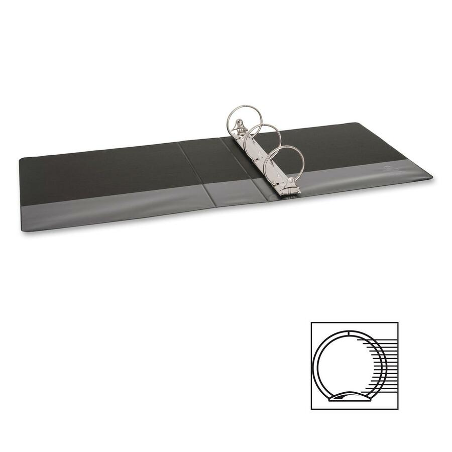 Business Source Basic Round-ring Binder - 3" Binder Capacity - Letter - 8 1/2" x 11" Sheet Size - 3 x Round Ring Fastener(s) - Inside Front & Back Pocket(s) - Vinyl - Black - 544.3 g - Exposed Rivet, Non Locking Mechanism, Sheet Lifter, Open and Closed Tr - Standard Ring Binders - BSN09978