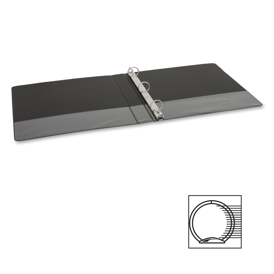 Business Source Basic Round-ring Binder - 1" Binder Capacity - Letter - 8 1/2" x 11" Sheet Size - 3 x Round Ring Fastener(s) - Inside Front & Back Pocket(s) - Vinyl - Black - 272.2 g - Exposed Rivet, Non Locking Mechanism, Open and Closed Triggers - 1 Eac - Standard Ring Binders - BSN09976