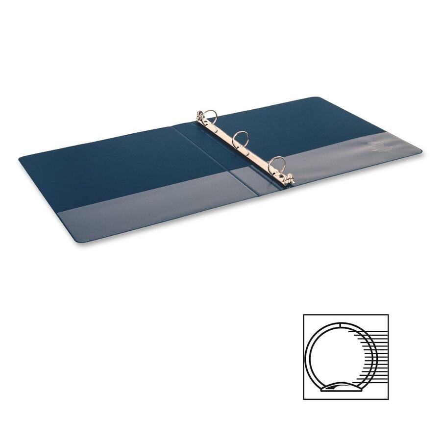 Business Source Basic Round-ring Binder - 1" Binder Capacity - Letter - 8 1/2" x 11" Sheet Size - 3 x Round Ring Fastener(s) - Inside Front & Back Pocket(s) - Vinyl - Dark Blue - 362.9 g - Exposed Rivet, Non Locking Mechanism, Open and Closed Triggers - 1 - Standard Ring Binders - BSN09975