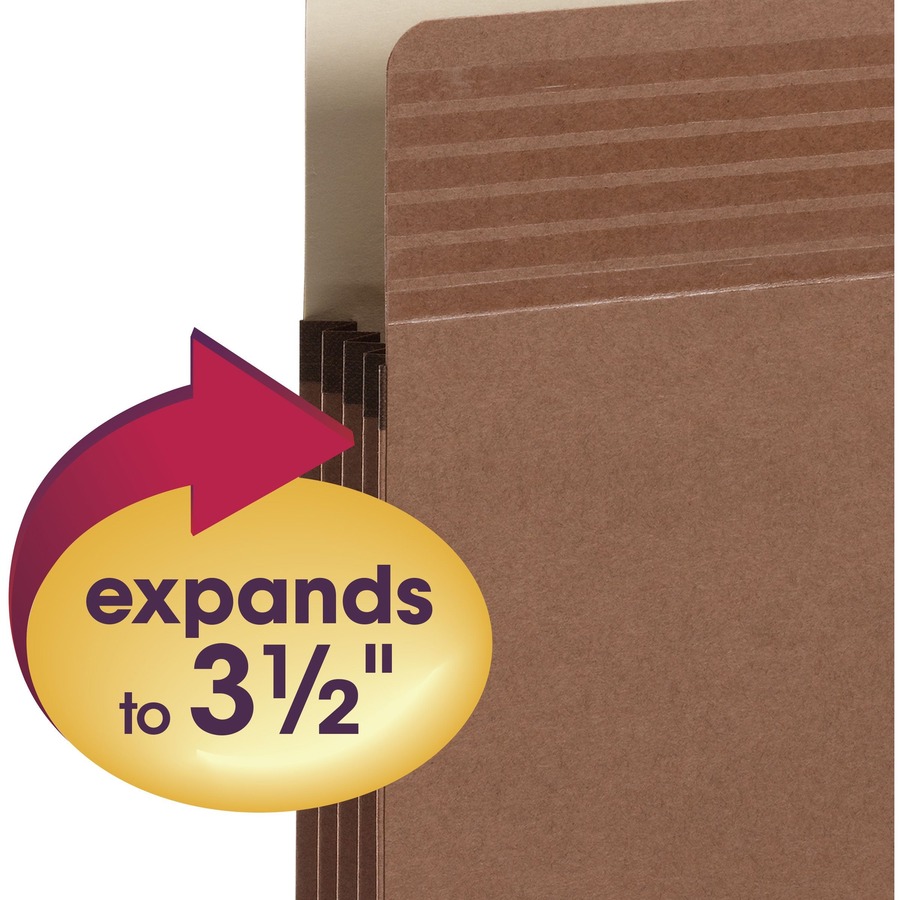 Smead Easy Grip Straight Tab Cut Legal Recycled File Pocket - 8 1/2" x 14" - 3 1/2" Expansion - Pressboard - Redrope - 30% Recycled - 25 / Box